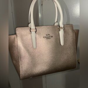 Coach Leah Metallic Color-block Satchel Purse